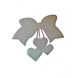 Iron-on Patch Bow with Hearts - Pink